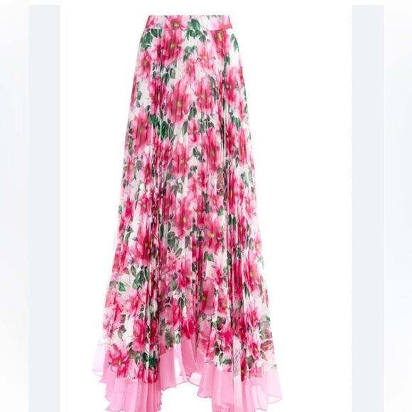 Alice + Olivia Katz Floral Sunburst Pleated Maxi Skirt Size 14 NWT $695 - Picture 4 of 9